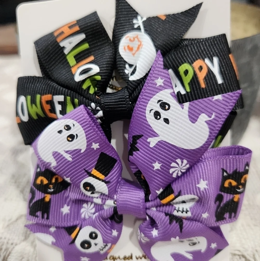 New!  Halloween Hair Bow Clips